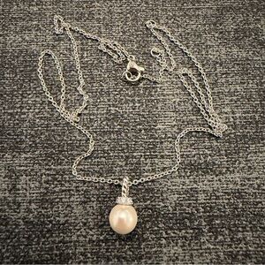 David Yurman 925 Sterling 750 18k Gold Diamond Pearl Womens Necklace Adjustable